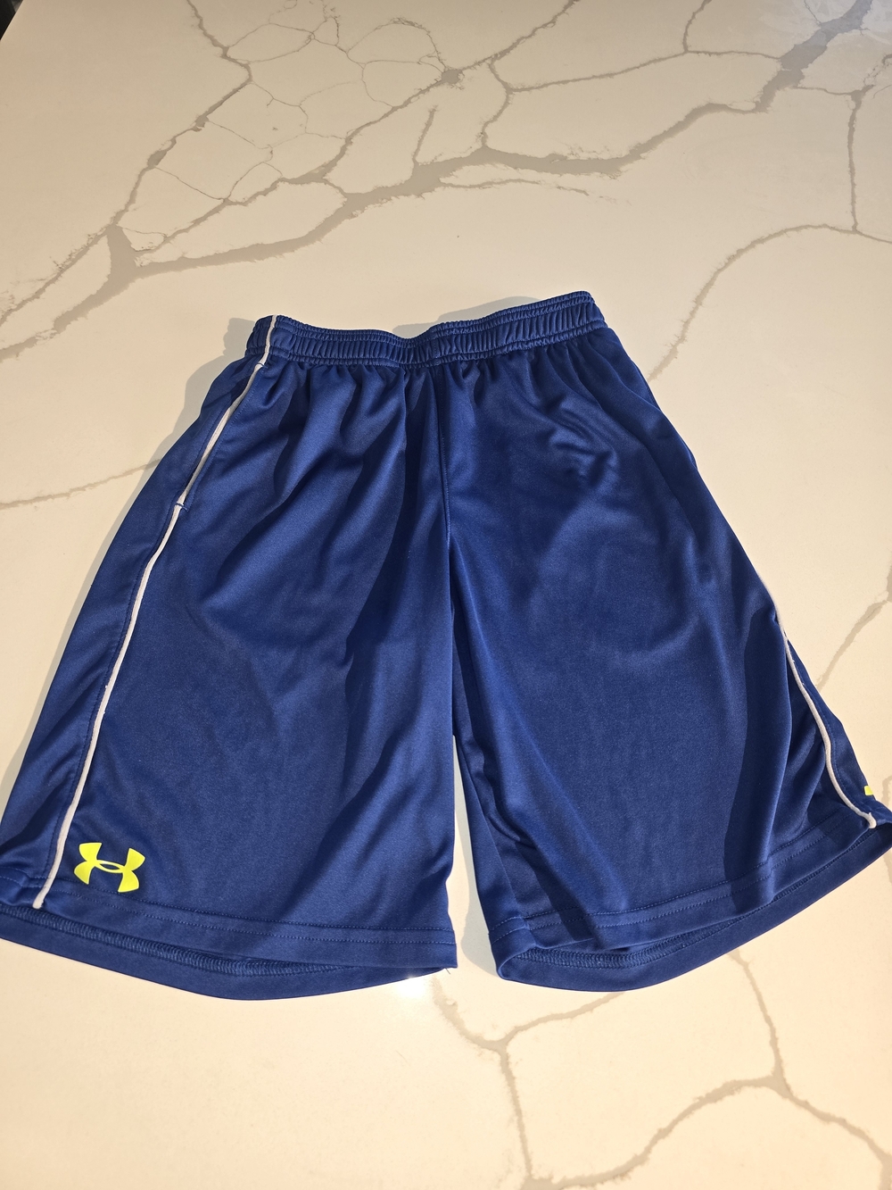 Under Armour Men’s Royal Blue Athletic Shorts with Neon Logo